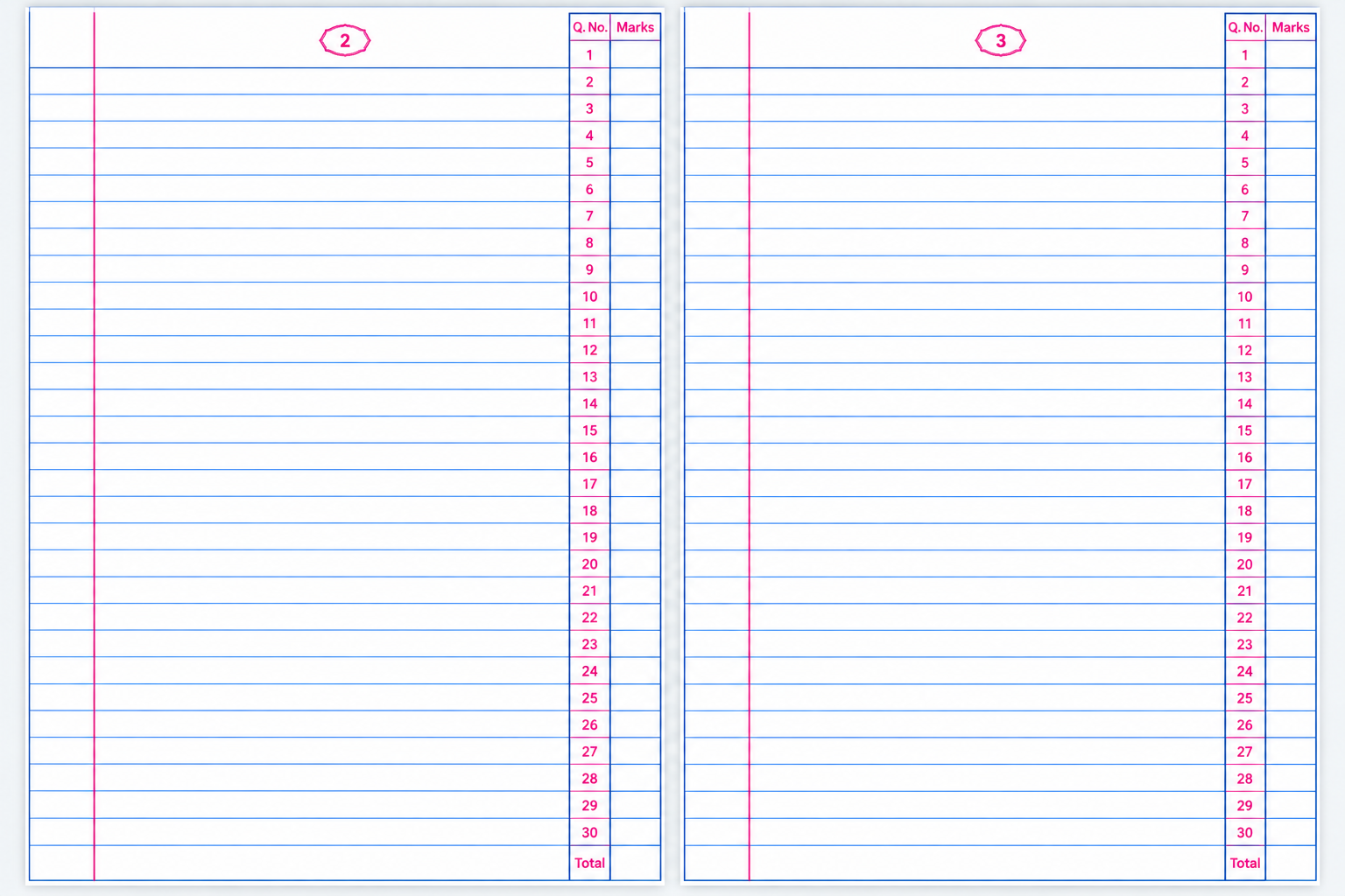 12 Pages Exam Sheet - View 3